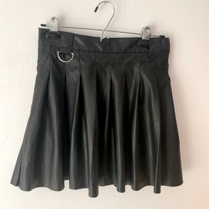 Bershka Black Faux Leather Short Skirt Pleated Goth Alt Cute Alternative Style